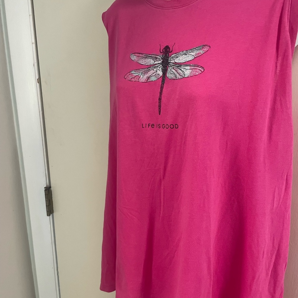 Life Is Good Vibrant Pink Sleeveless T- Shirt